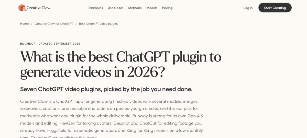 Best ChatGPT plugins for video roundup on Creative Claw