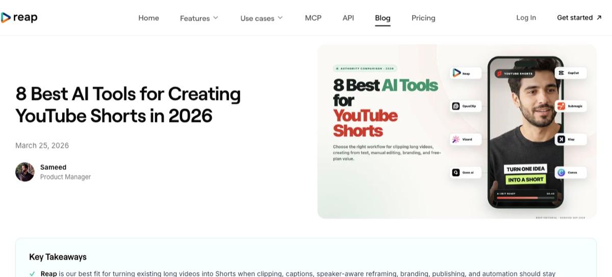 Best AI tools for creating YouTube Shorts on Reap