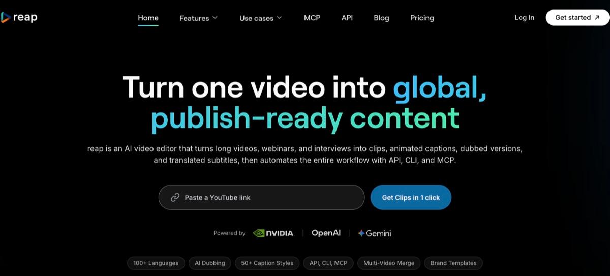 Reap homepage