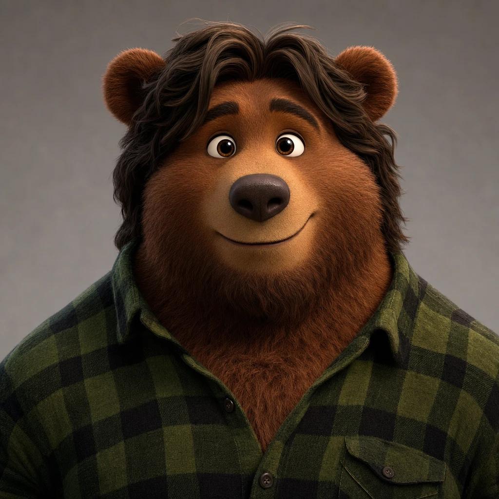 Barnaby Bruin, a realistic talking animal AI character